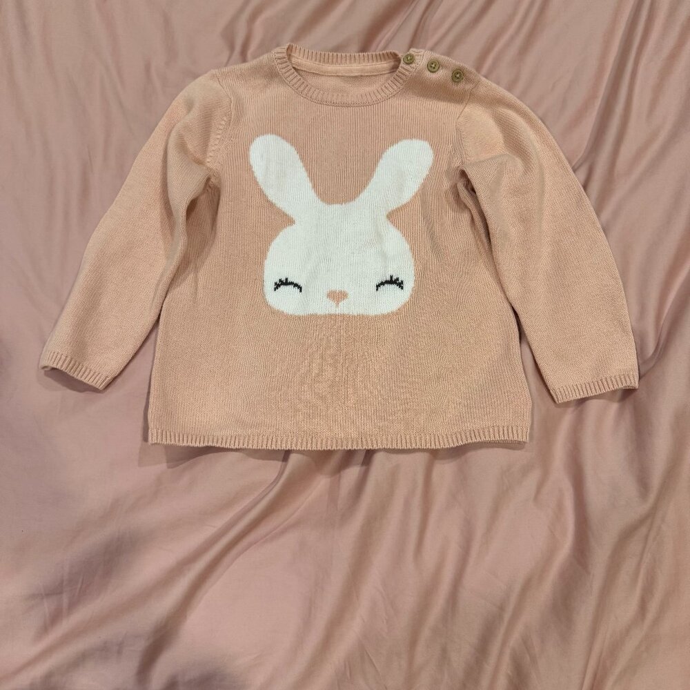 H&M Pink Bunny Sweatshirt, Size 4T, labels have been removed